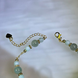 Green Jade Beads Bracelet 糯种豆色珠链手链