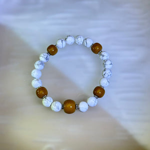 Hawlite Yellow Jasper Beads Bracelet 白松石黄色阿拉善玛瑙手串