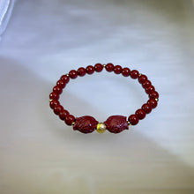 Load image into Gallery viewer, Cinnabar Double Fish Beads Bracelet 紫金砂朱砂双鱼手串
