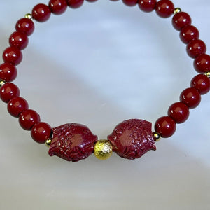 Cinnabar Double Fish Beads Bracelet 紫金砂朱砂双鱼手串