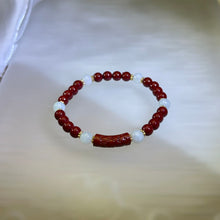 Load image into Gallery viewer, Cinnabar White Jade Beads Bracelet 紫金砂朱砂细糯种白色翡翠手串
