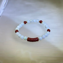 Load image into Gallery viewer, Cinnabar White Jade Beads Bracelet 紫金砂朱砂细糯种白色翡翠手串
