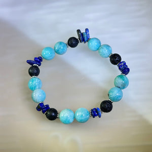 Amazonite Lava Beads Bracelet 天河石火山石手串