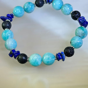 Amazonite Lava Beads Bracelet 天河石火山石手串