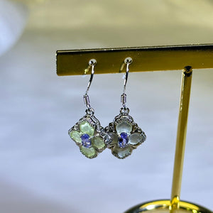 925 Silver Tanzanite Earrings 坦桑石镶嵌银耳钩