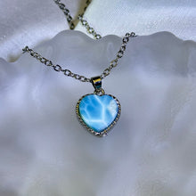 Load image into Gallery viewer, Larimar Love Heart Pendant 海纹石爱心镶嵌吊坠
