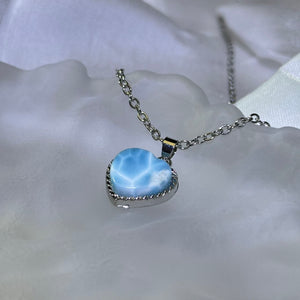 Larimar Love Heart Pendant 海纹石爱心镶嵌吊坠