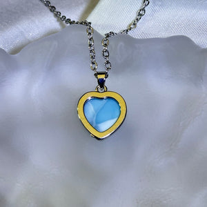 Larimar Love Heart Pendant 海纹石爱心镶嵌吊坠