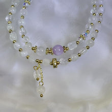 Load image into Gallery viewer, Moonstone Purple Kunzite Beads Bracelet 冰长石月光石紫锂辉珠链手链
