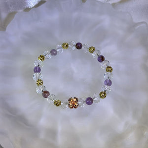 Clear Quartz Amethyst Beads Bracelet 白水晶紫水晶手串