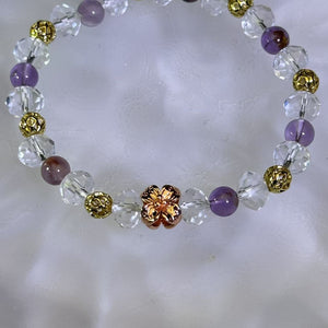 Clear Quartz Amethyst Beads Bracelet 白水晶紫水晶手串