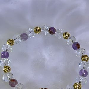 Clear Quartz Amethyst Beads Bracelet 白水晶紫水晶手串