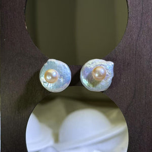 925 Silver Freshwater Pearl Earrings 淡水珍珠银镶嵌耳钉