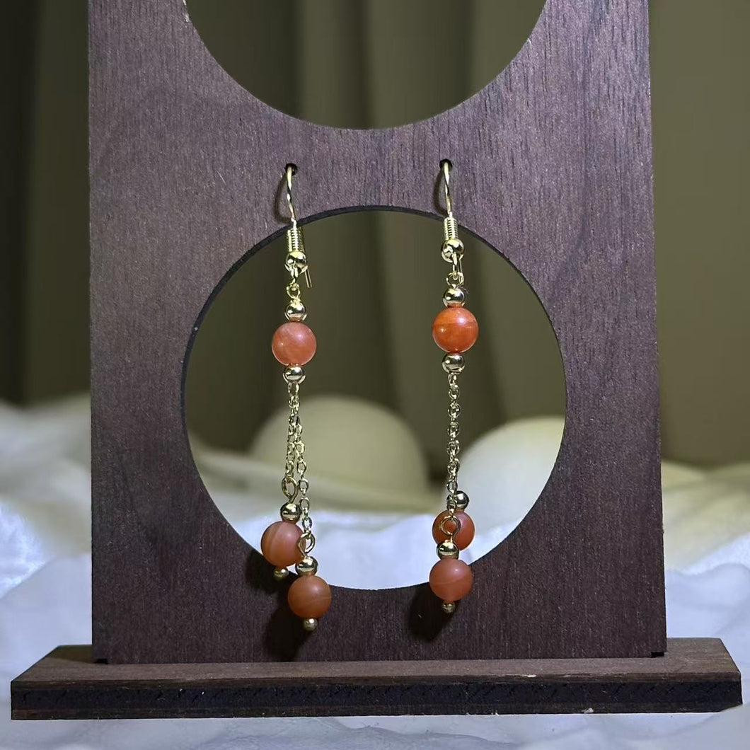 14K Gold Filled Carnelian Earrings 南红玛瑙14K注金耳钩