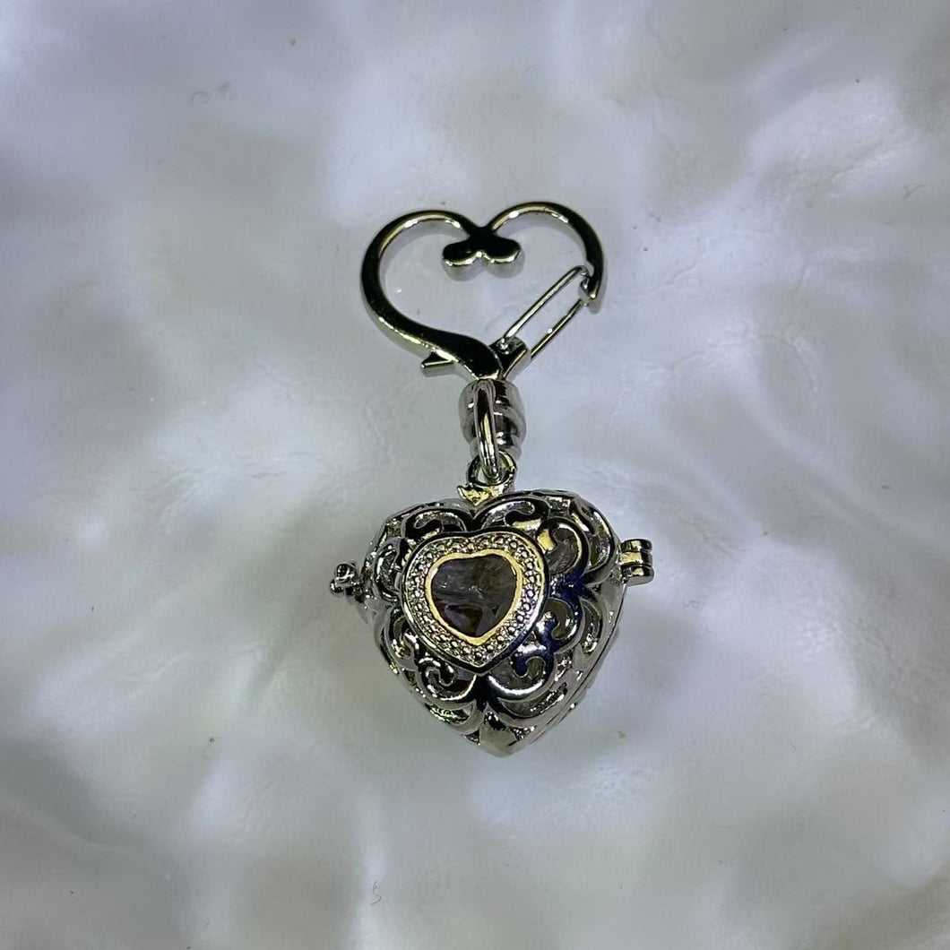 Multi-Crystal Love Heart Container Ornament Key Charm Bag Charm 多宝水晶爱心嘎乌盒挂饰钥匙扣包挂