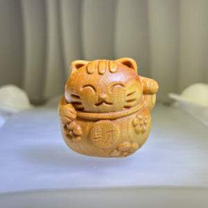 Thuja Wood Fortune Cat 崖柏木招财猫