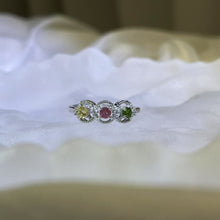 Load image into Gallery viewer, Rainbow Tourmaline Adjustable Ring 彩虹碧玺镶嵌活口戒指
