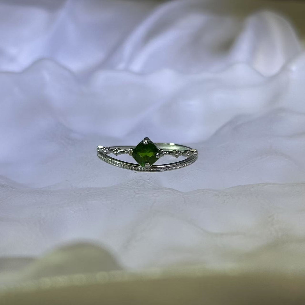 Chrome Diopside Adjustable Ring 透辉石镶嵌活口戒指