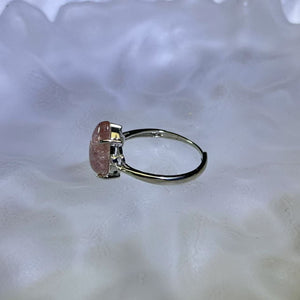 Red Strawberry Quartz Adjustable Ring 红色草莓晶镶嵌活口戒指