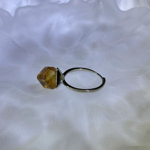 Citrine Cube Adjustable Ring 黄水晶方糖镶嵌活口戒指