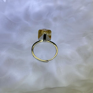 Citrine Cube Adjustable Ring 黄水晶方糖镶嵌活口戒指