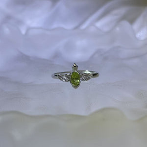 Peridot Bird Adjustable Ring 橄榄石镶嵌小鸟活口戒指