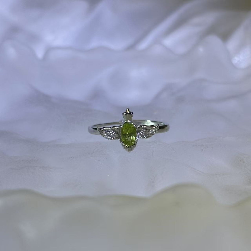 Peridot Bird Adjustable Ring 橄榄石镶嵌小鸟活口戒指