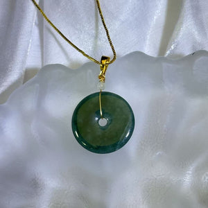 Blue Jade Lucky Buckle Pendant 糯种蓝水翡翠平安扣吊坠