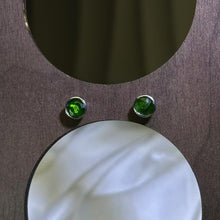 Load image into Gallery viewer, 925 Silver Chrome Diopside Earrings 透辉石镶嵌银耳钉
