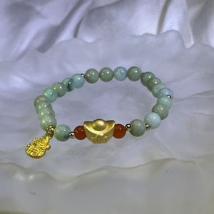 Green Jade Beads Bracelet 糯种豆色翡翠手串