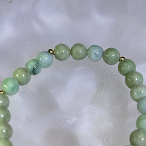 Green Jade Beads Bracelet 糯种豆色翡翠手串