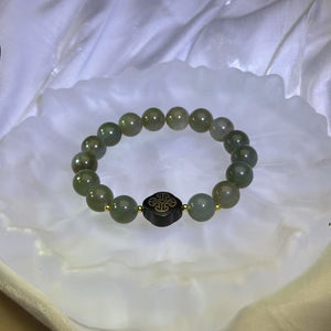 Green Nephrite Blackwood Beads Bracelet 和田玉青玉黑檀手串