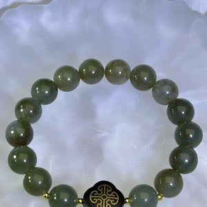 Green Nephrite Blackwood Beads Bracelet 和田玉青玉黑檀手串