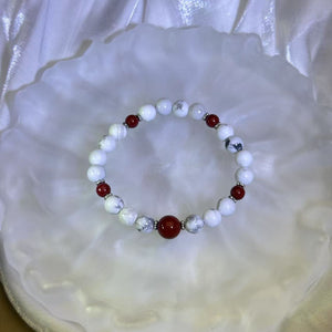 Howlite Cinnabar Beads Bracelet 白松石紫金砂朱砂手串