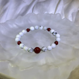 Howlite Cinnabar Beads Bracelet 白松石紫金砂朱砂手串