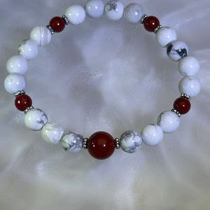 Howlite Cinnabar Beads Bracelet 白松石紫金砂朱砂手串