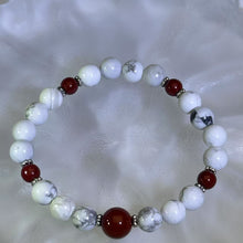 Load image into Gallery viewer, Howlite Cinnabar Beads Bracelet 白松石紫金砂朱砂手串
