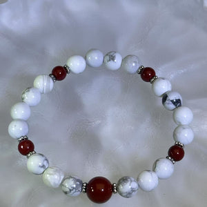 Howlite Cinnabar Beads Bracelet 白松石紫金砂朱砂手串