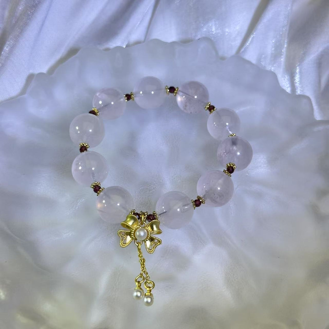 Rose Quartz Ruby Garnet Beads Bracelet 粉水晶酒红石榴石手串