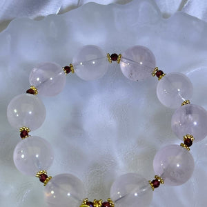 Rose Quartz Ruby Garnet Beads Bracelet 粉水晶酒红石榴石手串