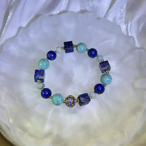 Lapis Lazuli Amazonite Beads Bracelet 青金石天河石手串