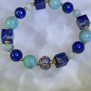 Lapis Lazuli Amazonite Beads Bracelet 青金石天河石手串