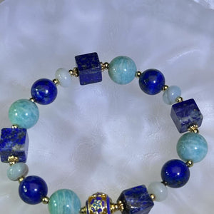 Lapis Lazuli Amazonite Beads Bracelet 青金石天河石手串