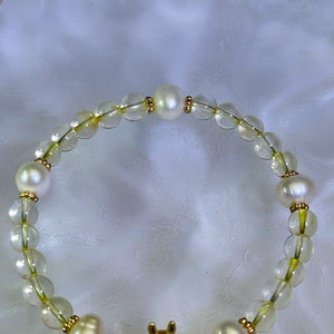 Citrine White Freshwater Pearl Beads Bracelet 黄水晶白色淡水珍珠手串