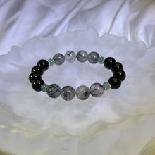 Load image into Gallery viewer, Black Tourmalined Quartz Black Tourmaline Beads Bracelet 黑发晶黑碧玺手串
