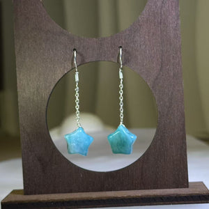 925 Silver Amazonite Stars Earrings 天河石星星银耳钩