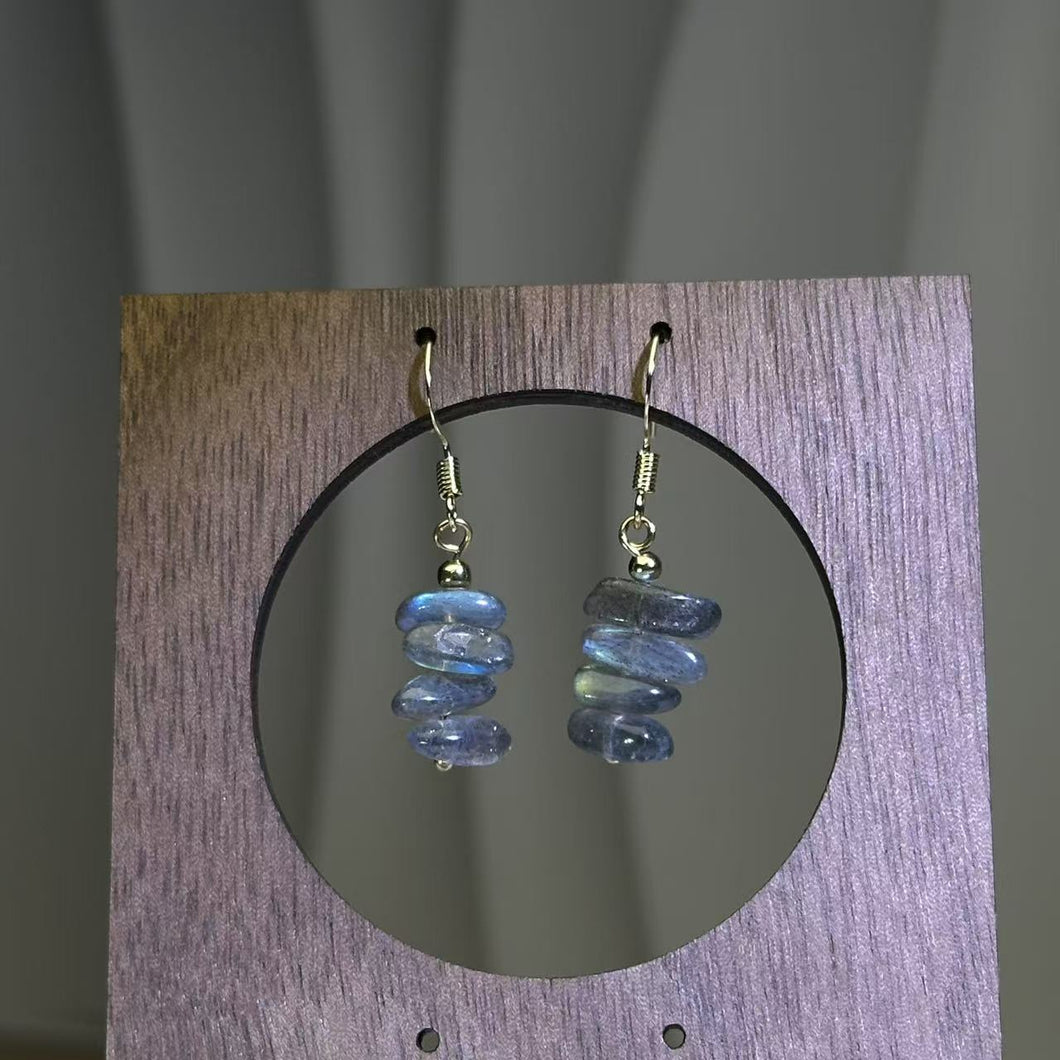 14K Gold Filled Labradorite Earrings 拉长石灰月光石14K注金耳钩