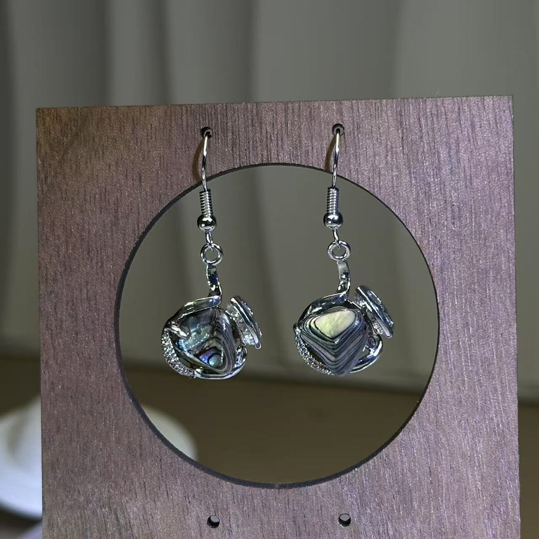 925 Silver PAUA Abalone Shell Earrings 鲍贝镶嵌银耳钩