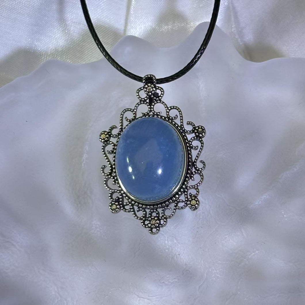 Aquamarine Pendant Necklace 海蓝宝镶嵌吊坠项链