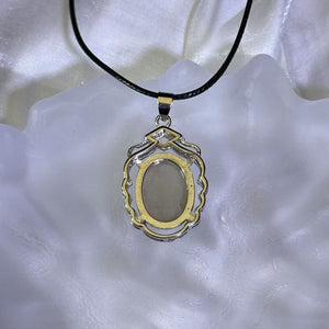 Silver Rutilated Quartz Pendant Necklace 银发晶镶嵌吊坠项链